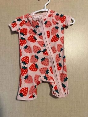 Pink Strawberry Print Bamboo Shortie-NWOT